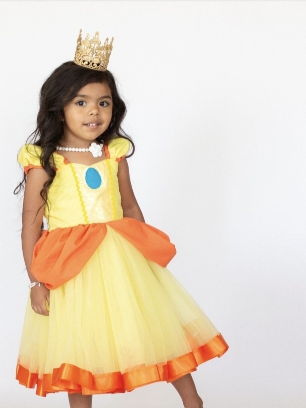 Princess Daisy Girls Halloween Costume Handmade Tutu Dress Size 6/6X Super Mario